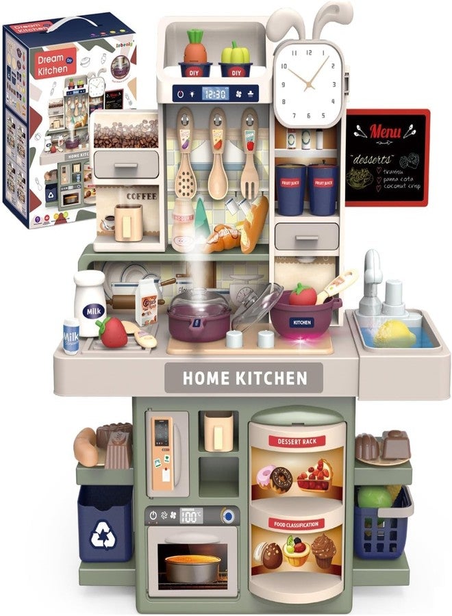 CIRBOX Kids Pretend Play Kitchen Set, Toys with Realistic Sound & Light, Cooking Stove, Sink, Play Food and Accessories, Pretend Playset Gifts for Toddlers Girls Boys. (37 Pieces) - Image 1